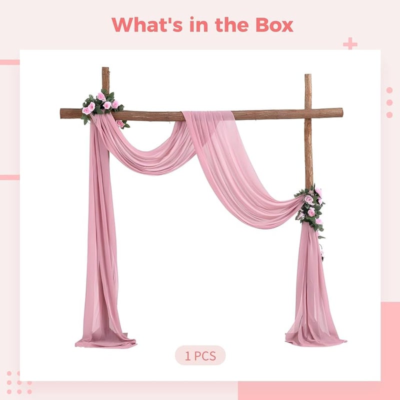 ستائر قوس الزفاف من الشيفون المزدوج الطبقة باللون الوردي الترابي مقاس 75 × 600 سم للحديقة الخارجية - Image 5